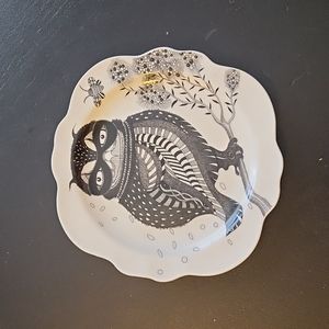 ANTHROPOLOGIE Wild Masquerade Owl Dessert Canape Plate Florence Balducci